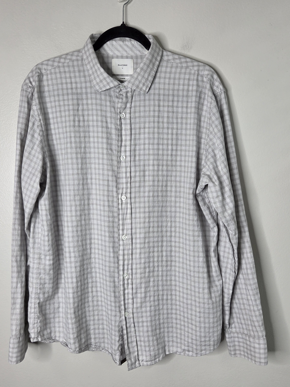 Billy Reid Standard Fit Gray Check/Plaid Button Up Shirt